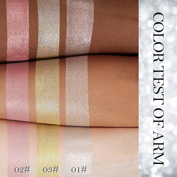 Erinde White Silver Face Highlighter Makeup Palette, Shimmer Glitter Highlighter Powder for Face Body, Natural Glossy Highlight Makeup Illuminator Highlighter Palette, Long-Lasting, Lightweight, 01#-VivaGrace Women