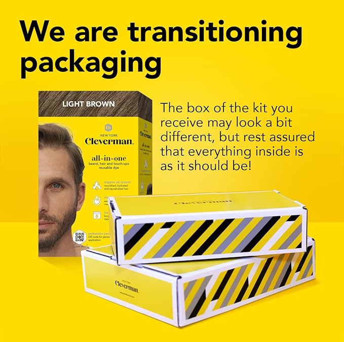 CLEVERMAN Black Hair & Beard Dye for Men, All-in-One Reusable Kit - Natural-Looking Gray Coverage, Professional-Quality, Ammonia-Free, 3.38 Fl Oz (1 Pack), Black, Suitable for Black Hair-VivaGrace Women