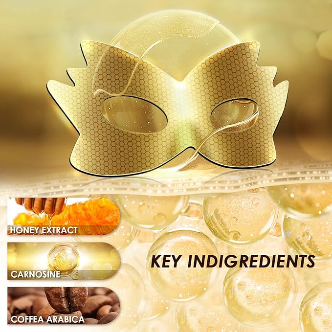 24k Gold Eye Masks, Under Eye Patches Honeycomb Eye Treatment Mask for Dark Circles and Puffiness, Eye Care Pads Skincare Reduce Puffy Wrinkles Eye Patch Gift for Adults Women Men Kids Girls -8 PCS-VivaGrace Women