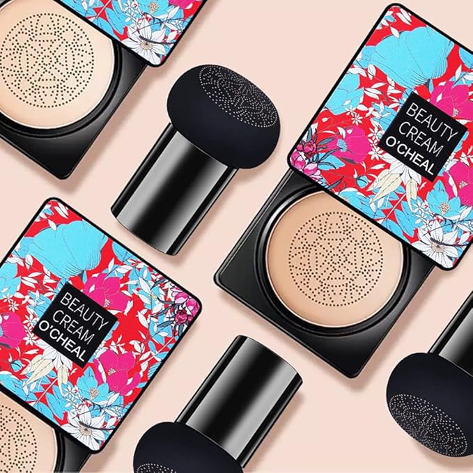 OCHEAL Mushroom Head Air Cushion BB Cream Foundation Cream for Face Makeup Concealer Cushion for Face Comestics Make Up Cushion Compact Natural-VivaGrace Women