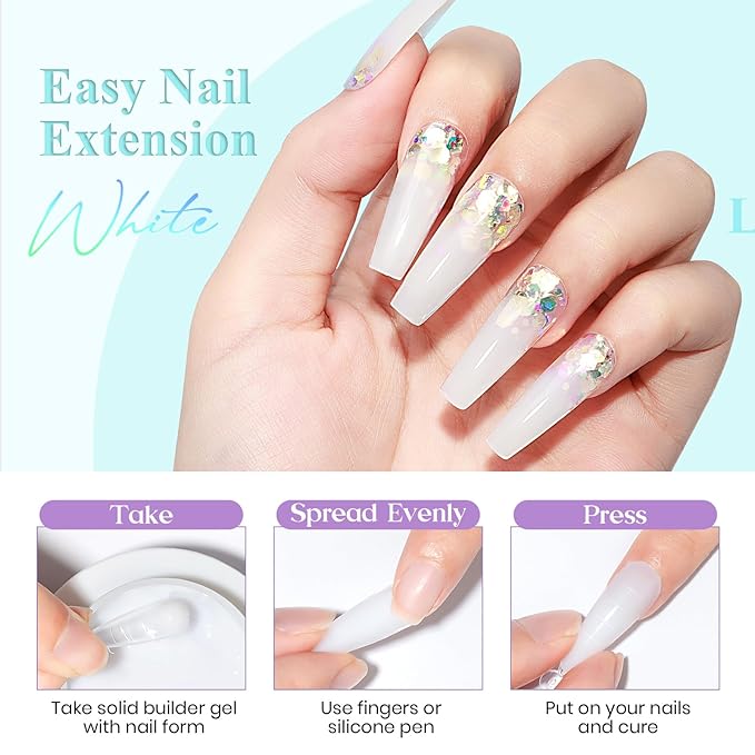 MIZHSE Solid Builder Gel for Nails, 60g White 3D Gel Nail Art Sculpting Non-Sticky Carving Hard Extension Soak Off UV LED for Salon Manicure Home DIY-VivaGrace Women