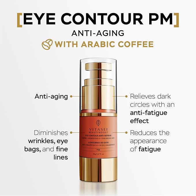 AM/PM Anti-Aging Kit Eye Contour Duo, Deep Hydration Eye Contour Cream with Cotton Stem Cells & Hyaluronic Acid (AM), Eye Contour Anti-Fatigue with Arabic Coffee for Under Eye Lines Protection(PM)-VivaGrace Women