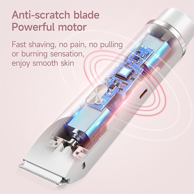 Bikini Trimmer for Women Electric Razors for Women, Double Head Dual Purpose, IPX7 Waterproof Hair Razor, Ceramic Blade Hair Trimmer Wet & Dry Use,Womens Painless Electric Shaver for Facial and Body-VivaGrace Women