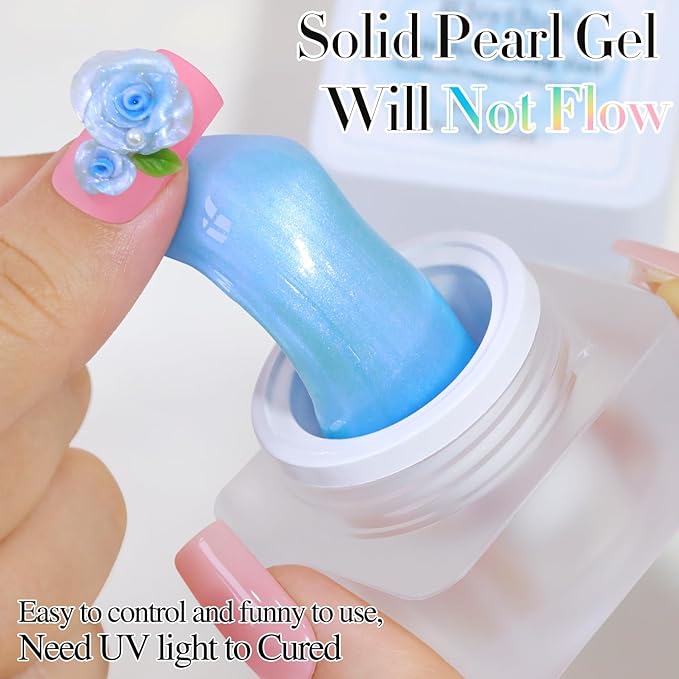 Double Rhythm 3D Nail Gel Pearl Solid Sculpting for Nail Art Non-Sticky Hard for Building Carving Molding Extension Soak Off UV/LED Salon Home DIY 0.5 Oz (Blue-Silk 09)-VivaGrace Women