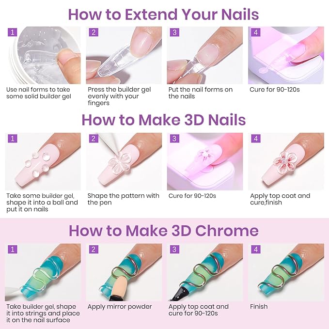 MIZHSE Solid Builder Gel for Nails, 60g Large Capacity Clear 3D Sculpting Gel for Nails Hard Gels Non-Sticky Hand Carving U V/LED Extension Gels with 3D Mold Nail Art Salon Home DIY-VivaGrace Women