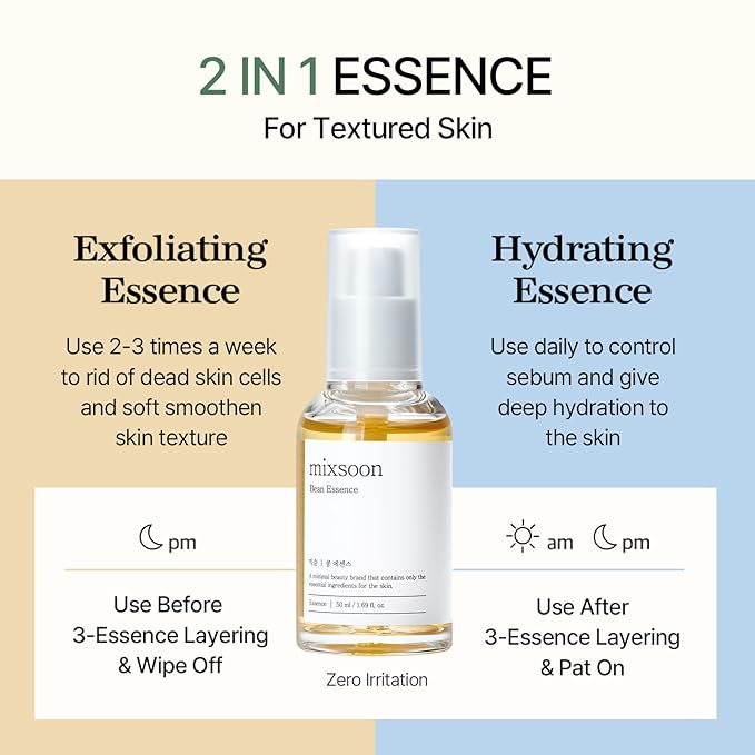 mixsoon Bean Essence 1.01 Fl.Oz. / 30ml (Pack of 1) Exfoliating Hydrating Korean Skin Care Hyaluronic Acid Serum Korean Glass Skin Care-VivaGrace Women