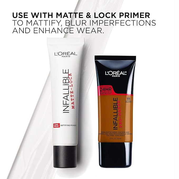 L'Oreal Paris Cosmetics Makeup Infallible Pro-Matte Liquid Longwear Foundation, True Porcelain, 1 fl oz.-VivaGrace Women