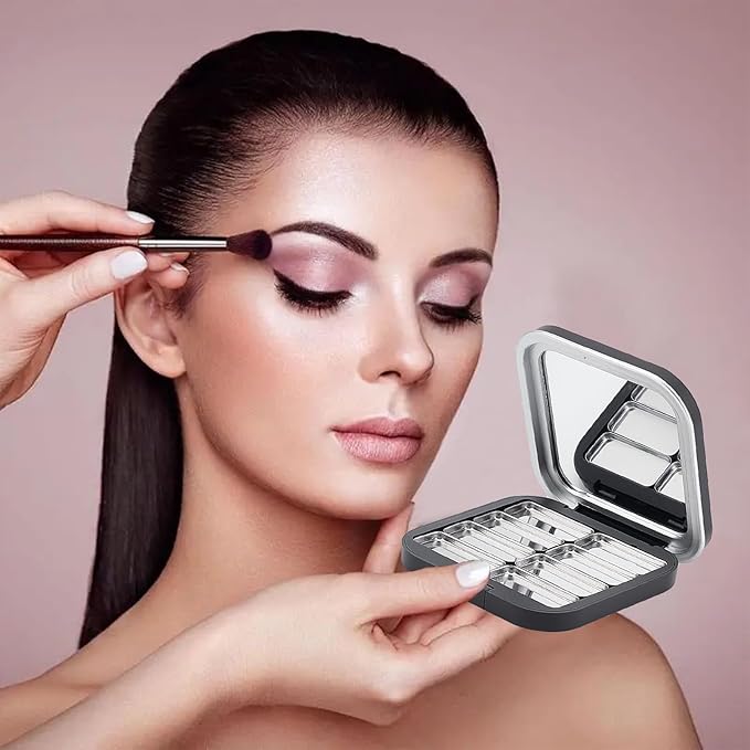 NICENEEDED 2 Pcs Empty Eyeshadow Palettes, 8 Grids Blush Pallet Makeup, DIY Eye Shadow Pigment Holder Case Refillable Cosmetic Sample Makeup Storage Box for Women-VivaGrace Women