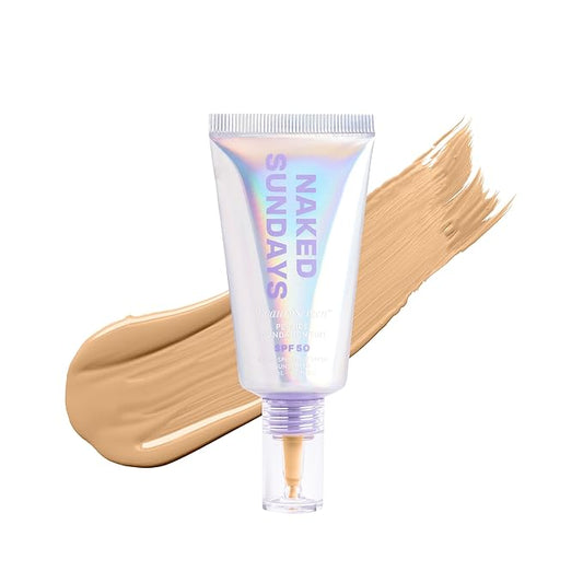 Naked Sundays BeautyScreen™ SPF 50 Mineral Peptide Foundation Tint – 2-in-1 Skin Tint & Mineral Sunscreen | Radiant, Buildable Coverage, Acne-Safe, Infused with Peptides (3 Warm Honey, 1.01 oz)-VivaGrace Women