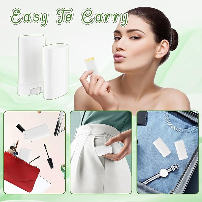 30 Pieces 15g/0.5oz White Oval Plastic Lip Balm Tubes,Empty Deodorant Bottles,Twist-Up Chap Stick Storage Containers for DIY Homemade Sunscreen Bar,Moisturizing Stick,Crayon-VivaGrace Women