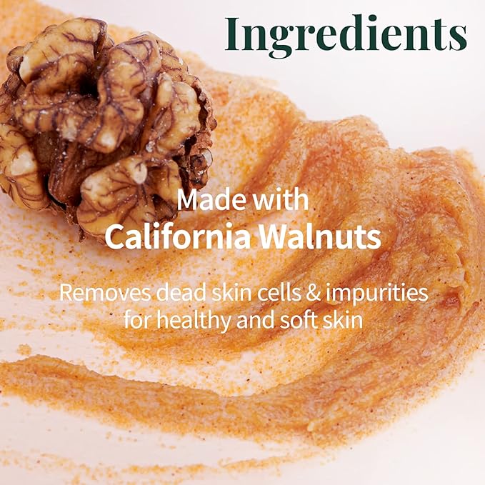 PLU Korean Walnut Body Scrub Pink Floral with Manuka Honey - Exfoliating & Moisturizing & Firming Glow - for Acne, Cellulite, Stretch Marks, Spider Veins, Fresh & Elegance Rose Scent 6.76 oz.-VivaGrace Women