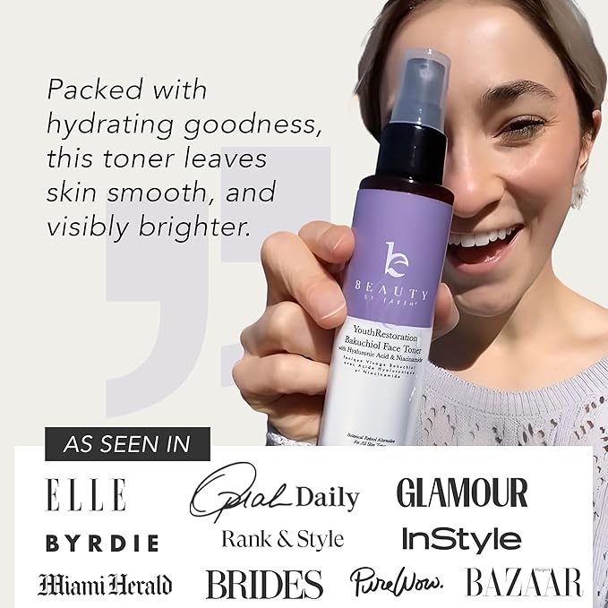 Bakuchiol Face Toner - USA Made with Natural & Organic Ingredients, Skin Toner for Oily and Acne Prone Skin, Spray Toner for Aging Skin, Smoothes Fine Lines & Wrinkles, Face Toner for Women Anti Aging-VivaGrace Women