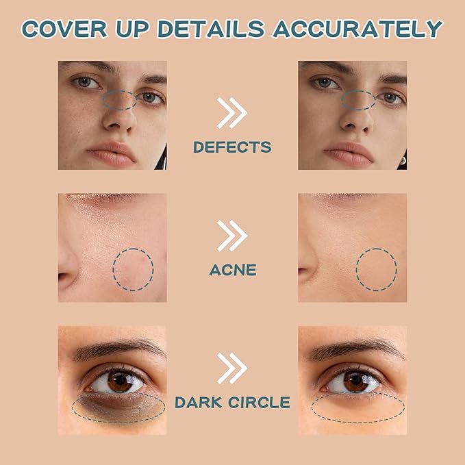 Concealer Stick Full Coverage, Cream Color Corrector Makeup, Dual Ended Conceal Pen with Brush, Waterproof Matte Eraser Dark Circles, Blemish, Pores, Spots Buildable for All Skin Types- Natural-VivaGrace Women