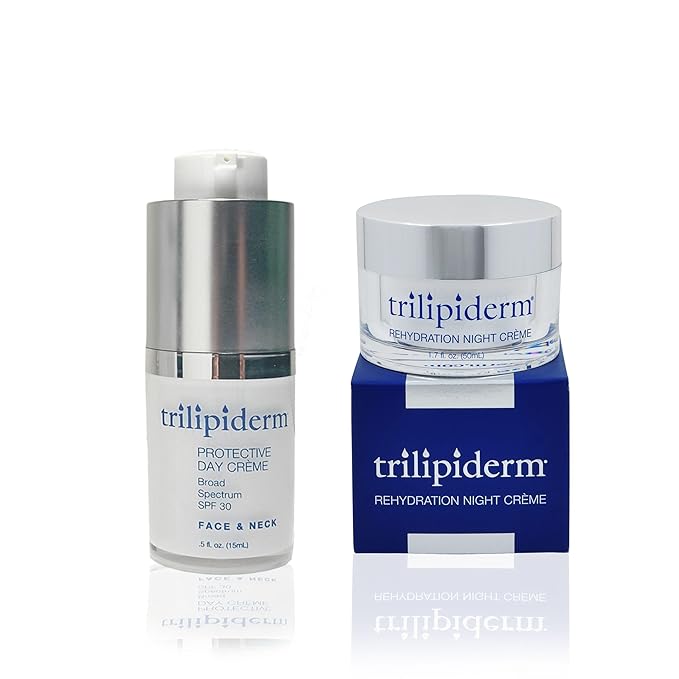 Trilipiderm Rehydration Night Créme .5oz + Protective Day Créme Broad Spectrum SPF 30 .5oz Travel/Trial Size Transformative, moisture-rich crème with hyaluronic acid and Retinol-VivaGrace Women