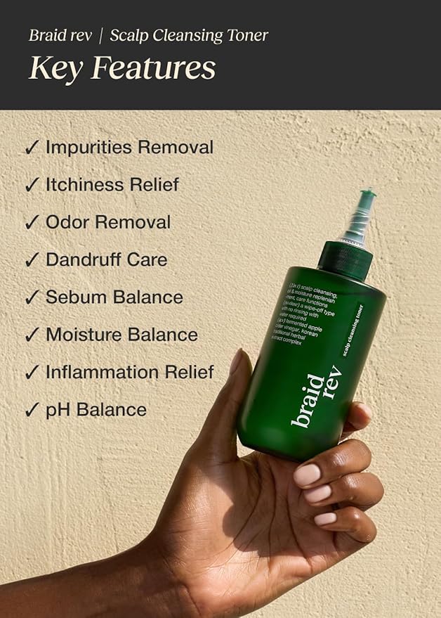 Braid Rev Scalp Cleansing Toner for Braiding Hair, Apple Cider Vinegar Scalp Treatment Exfoliator, No-Rinse, Scalp Treatment for Dry & Itchy, Moisturizing Braid, Detoxify, 6.76 Fl Oz-VivaGrace Women