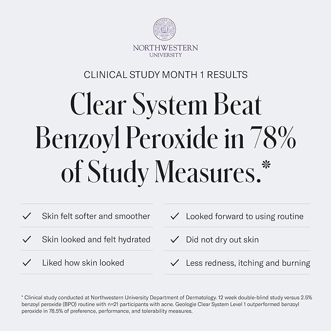 Geologie Clear System | 3-Step Acne Treatment & Skincare Set | Clears Skin Fast | Acne Gel Cleanser, SPF15 Day Cream & .2% Retinol Face Cream For Men & Women | Month 2 / Level 2-VivaGrace Women