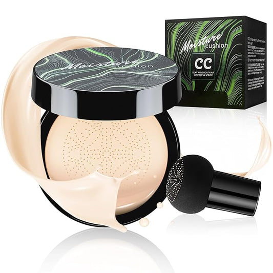 Mushroom Head Air Cushion CC Cream Foundation - Moisturizing & Long-Lasting BB Cream Concealer Makeup Base for All Skin Types, Brighten Long - Lasting Even Color Correcting Concealer (Ivory)-VivaGrace Women