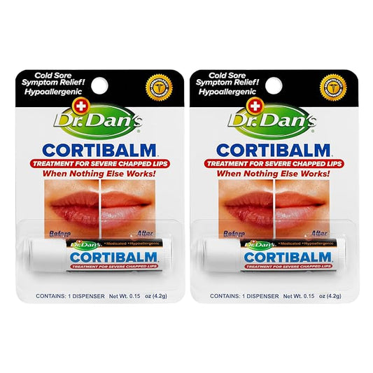 Dr. Dan's Cortibalm- 2 Pack- for Severe Chapped Lips and Cold Sore Relief-VivaGrace Women