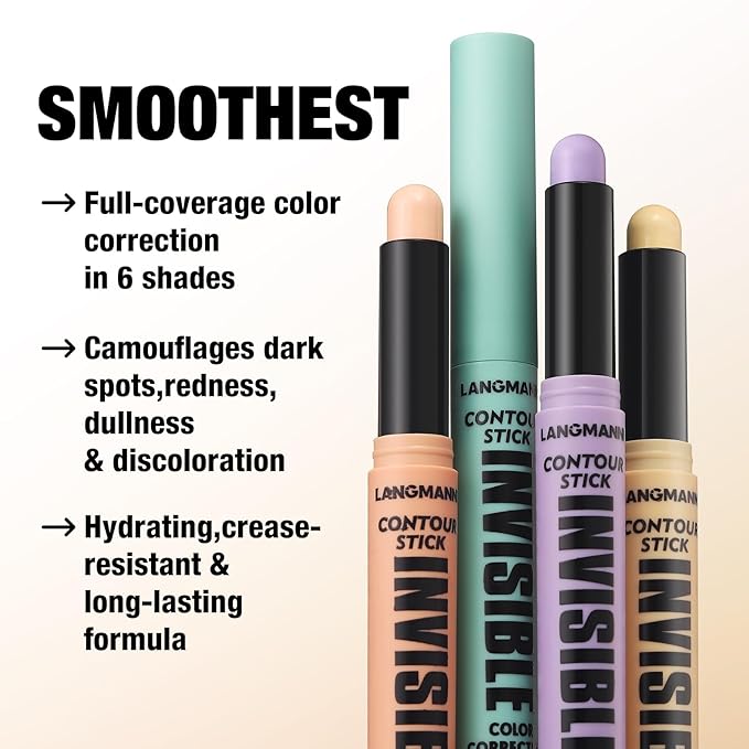 LANGMANNI Multi-Use Face Contour Stick,Highlighter & Concealer Stick, Combo Use For Correcting Color Balancing (#01+#02 Yellow+Green)-VivaGrace Women