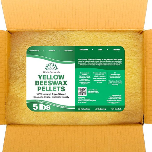 Yellow Beeswax Pellets 5lb, 100% Pure, Natural, Cosmetic Grade, Organic, Bees Wax Pastilles, Triple Filtered, Great For Candle Making, Soaps, Food Wraps, DIY Lip Balms, Sunscreen By White Naturals-VivaGrace Women