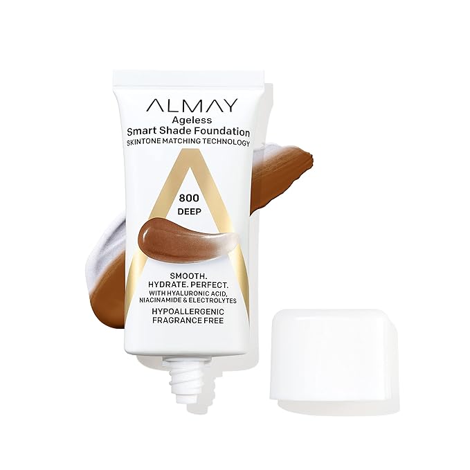 Almay Anti-Aging Foundation, Smart Shade Face Makeup with Hyaluronic Acid, Niacinamide, Vitamin C & E, Hypoallergenic-Fragrance Free, 800 Deep, 1 Fl Oz (Pack of 1)-VivaGrace Women