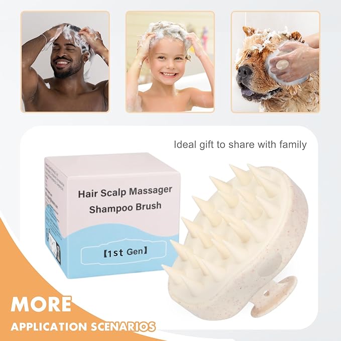 FREATECH 2-Pack Wheat Straw Hair Scalp Massager Shampoo Brush with Silicone Bristles for Hair Growth and Dandruff, Scalp Scrubber Head Exfoliator for Wet & Dry Use, Women Men Kids-VivaGrace Women