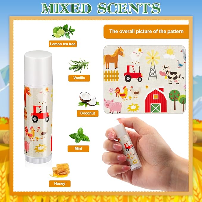 Fumete 50 Pack Baby Shower Farm Animals Party Gifts Favors Bulk Lip Balms for Guests Boys Girls Neutral Gender Reveal Favors for Baby Shower Prizes Souvenirs Bags Stuffer Classroom Prizes-VivaGrace Women