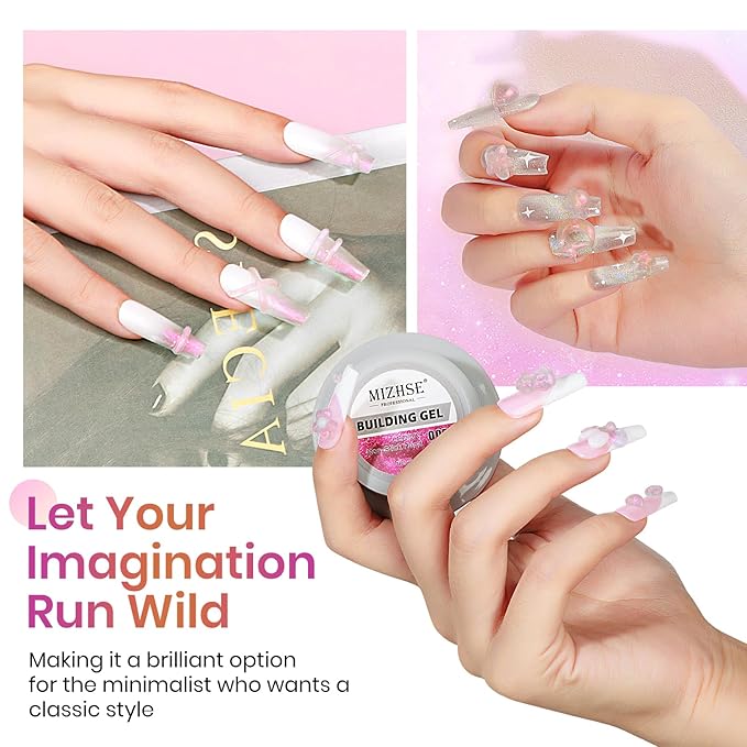 MIZHSE Solid Builder Gel for Nails, Mermaid Pearl 1oz Hard Gel Builder Non Sticky Nail Extension Gels Long Lasting Modeling Sculpture Nail Salon Art Home Use-VivaGrace Women