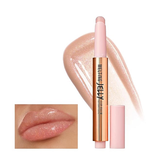KISS NEW YORK Professional Melting Jelly Lip Balm, High Shine & Moisturizing Lip Stick, Long Lasting, Plumping Effect Look, Non-Sticky & Not Cakey, Easy Application & Natural Coverage (Grapefruit)-VivaGrace Women