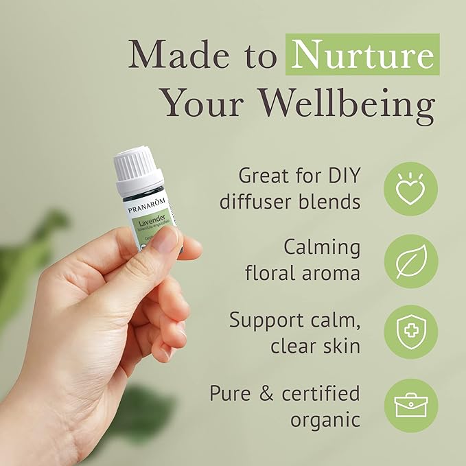 Pranarom USDA Certified Organic Lavender Essential Oil (5ml), 100% Pure Undiluted Therapeutic Grade from French Alps for Aromatherapy, Diffuser, Healthy Skin & Hair, Massage, Relaxation-VivaGrace Women