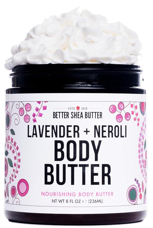 Body Butter for Women LAVENDER NEROLI | Whipped Body Moisturizer with Raw Shea Butter for Dry Skin, Paraben Free, Non-Greasy, No Synthetic Fragrances | 8 oz-VivaGrace Women
