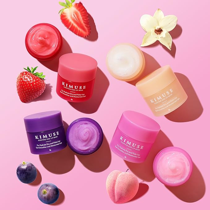 KIMUSE Lip Sleeping Mask Set - Overnight Treatment Lip Care Products | Moisturize & Nourish, Cracked Dry Lips, Intense Hydration with Shea Butter (Colorful Berries)-VivaGrace Women