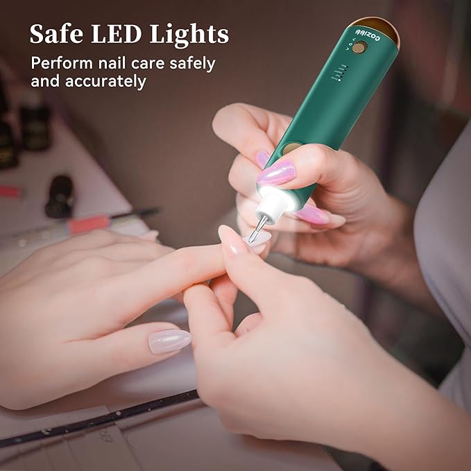 Electric Nail Drill, 8-in-1 Cordless Electric Nail File with LED Light, 5 Speeds Rechargeable Manicure and Pedicure Kit Hand Foot Care Tool for Nail Grinder Trim Polish for Women Baby-VivaGrace Women