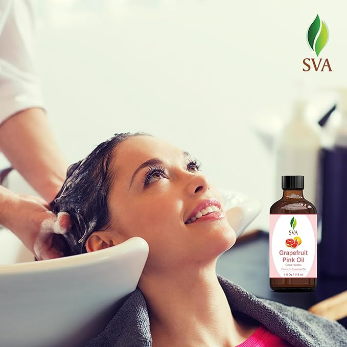 SVA Grapefruit Essential Oil Pink – 4 Fl Oz – 100% Natural Grapefruit Oil - for Diffuser, Hair Care, Face, Skin Care, Aromatherapy, Scalp and Body Massage, Soap and Candle Making - with Dropper-VivaGrace Women