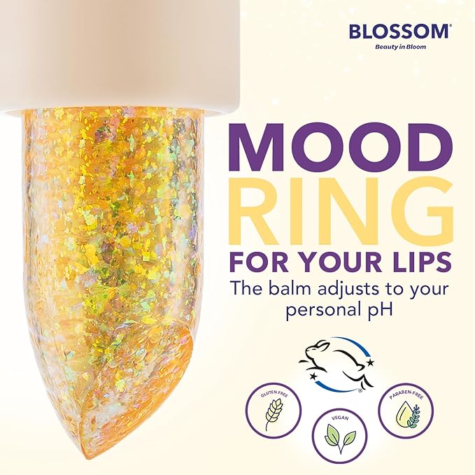 Blossom pH Adjusting Shimmering Lip Balm Moisturizing Glitter Sparkle Lip Balm, 0.12oz./3.5g, Citrine-VivaGrace Women
