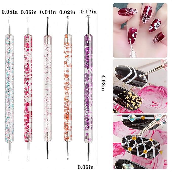 36Pcs Nail Art Brush Set, Acrylic Nail Brushes, Dotting Tools, Liner & Dust Brush, Drawing Pens For Gel Polish, sponge Polishing Rubs, Professional Nail Art Tools For Beginners & Salon Home Use-VivaGrace Women