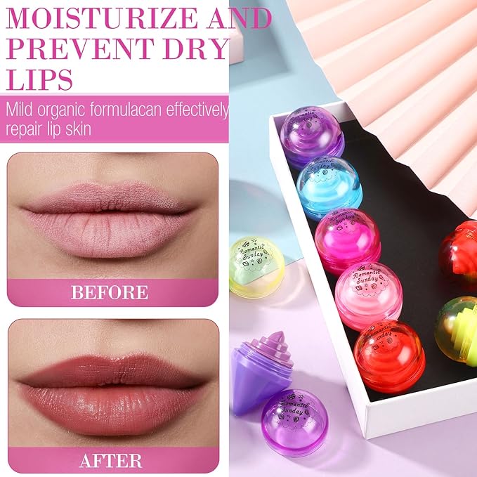 48 Pcs Ice Cream Party Decorations Lip Balm New School Classroom Gift for Preschool Toddler Back to School Exchange Party Favors Fruit Taste Lip Care Gift Birthday Gift Moisturizing Lip Balms-VivaGrace Women