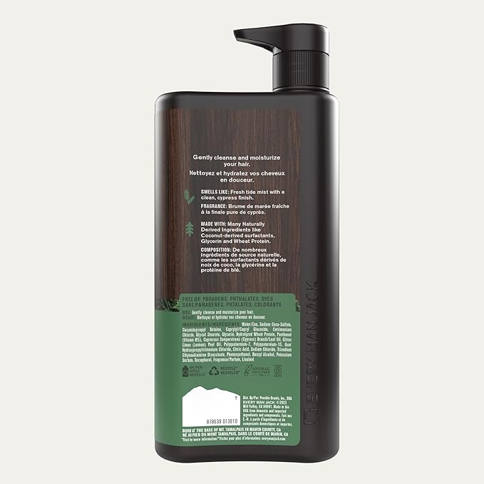 Every Man Jack 2-in-1 Daily Shampoo + Conditioner - Pacific Cypress | Nourishing For All Hair Types, Naturally Derived, Cruelty-Free Shampoo and Conditioner Set for Men | 24oz -1 Bottle-VivaGrace Women