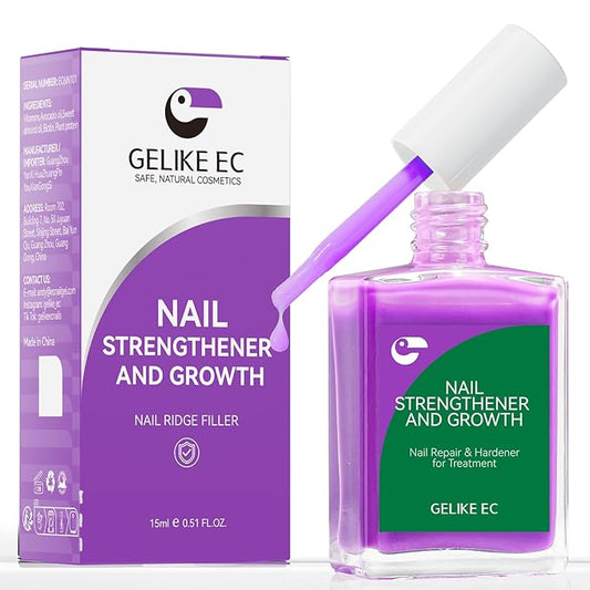 gelike ec Nail Growth Oil and Strengthener Polish: Lavender Haze 15ml 6 in 1 Natural Hardener - Long Lasting Nail Polish Hardener Extra Strong and Growth for Daily Work Home Salon