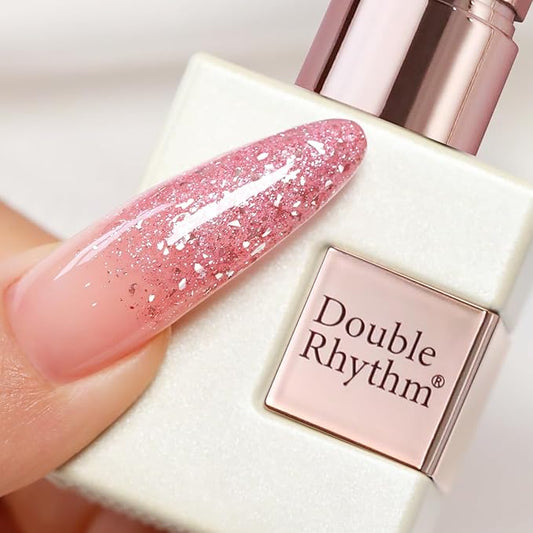 Double Rhythm 0.5Oz Glitter Gel Polish Shimmer Reflective Color for Nail Art Salon DIY Soak Off 15ml Nail Lamp Gel Polish at Home (Pastel Rose-B1164)