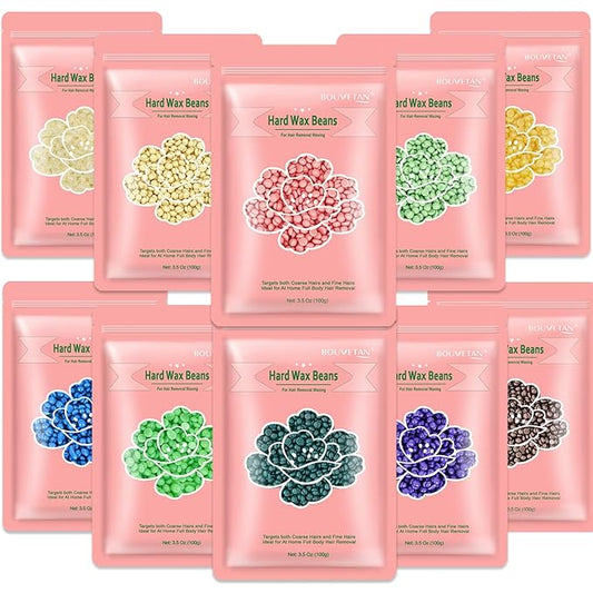 Hard Wax Beads 2.2 lbs, 10 Pack Variety Wax Beans for Hair Removal, Sensitive Skin, Ideal for Face, Eyebrows, Bikini, Underarms, Legs, Brazilian Waxing and Full Body-VivaGrace Women