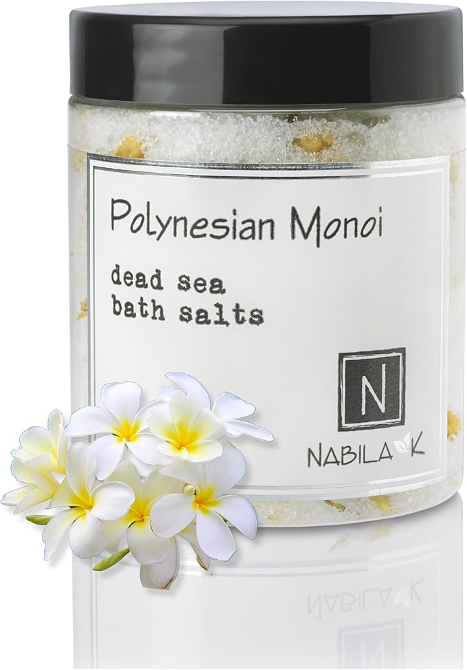 Polynesian Monoi Bath Salts by Nabila K - Dead Sea Salt & Epsom Salt Scrub & Soak - Exfoliates & Hydrates Skin, Botanical Essential Oils - Bubble Bath Accessories for All Skins Types, 2 oz-VivaGrace Women