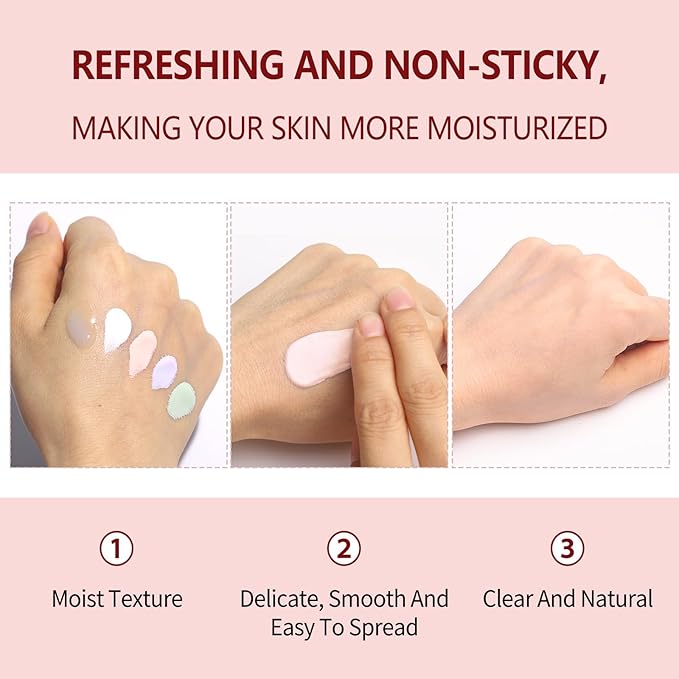 UCANBE 5-Color Skin Tone Adjusting Primer Set: Smooth, lightweight face primer - a long-lasting base for face makeup, suitable for all skin types-VivaGrace Women