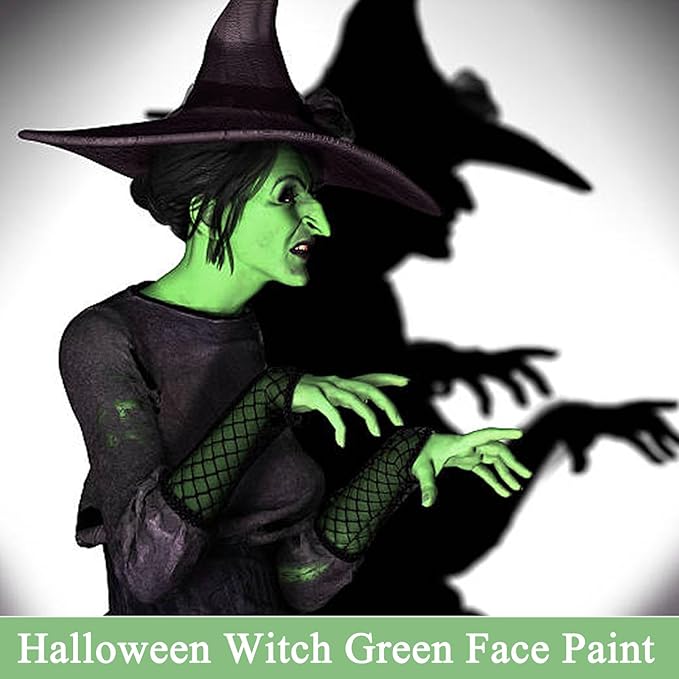 MEICOLY Lime Green Face Body Paint Stick,St Patricks Day Accessories,Light Green Face Paint,Hunting Camo Paint,Halloween SFX Cosplay Witch Makeup for Kids and Adults,Eye Black Stick-VivaGrace Women