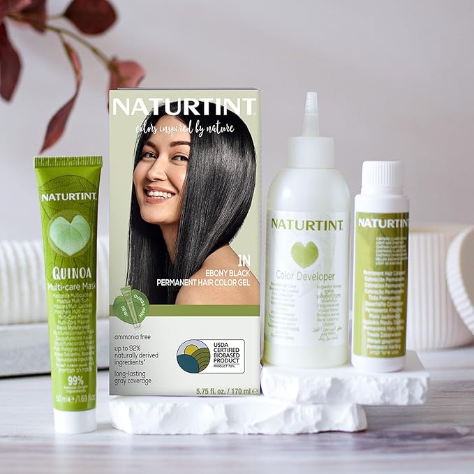 Naturtint 1N Ebony Black Permanent Hair Color (Pack of 1), Ammonia Free, Vegan, Cruelty Free, up to 100% Gray Coverage, Long Lasting Results (Packaging may vary)-VivaGrace Women