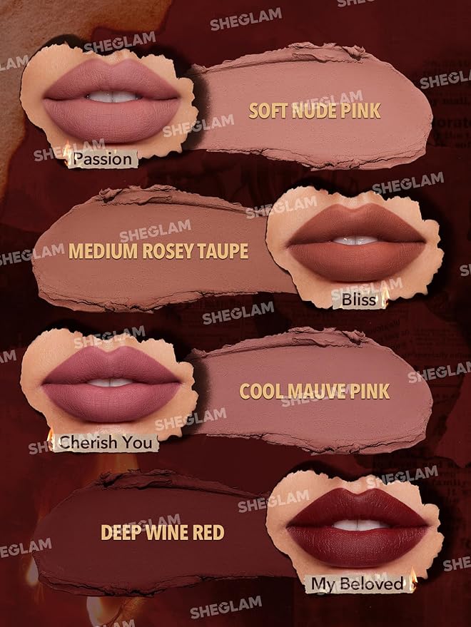 SHEGLAM Ember Rose Collection Valentines Gift Pink Lip Gloss Pink Blush Lipstick Eyeshadow Makeup Kit Red Makeup Collection-VivaGrace Women