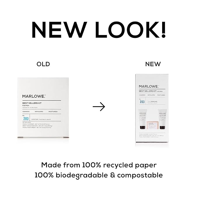 MARLOWE. Best Sellers Kit | No. 203 | Features Signature Body Scrub Soap Bar, Men's Facial Cleanser & Facial Moisturizer | Great Gift for Men-VivaGrace Women