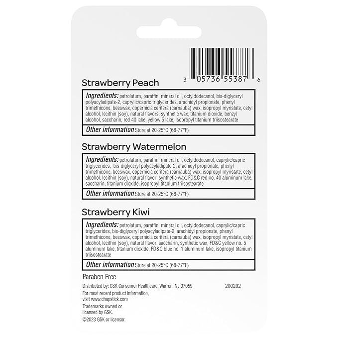 ChapStick Lip Moisturizer, Strawberry Remix 3-Packs (12 Sets/36 Tubes) – Bulk Lip Balm, Refreshing & Sweet, 0.15 Oz Ea-VivaGrace Women