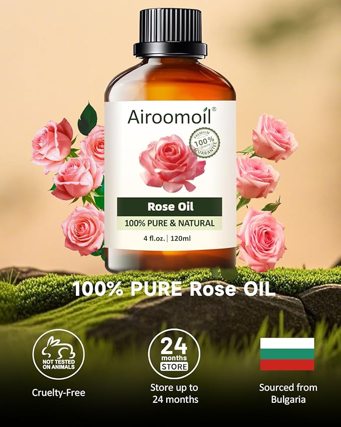 Pure Rose Essential Oil, 100% Pure Natural Rose Essential Oil, Premium Grade Essential Oils for Diffusers for Home, Skin, Care Massage, Soap Making, Aromatherapy, 4 Fl Oz | 120ml-VivaGrace Women