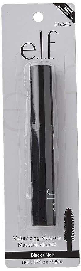 e.l.f. Cosmetics Volumizing Mascara, Mascara For Fuller, Thicker-Looking Lashes, Enriched With Vitamin E, Black,0.19 Fl Oz (Pack of 2)